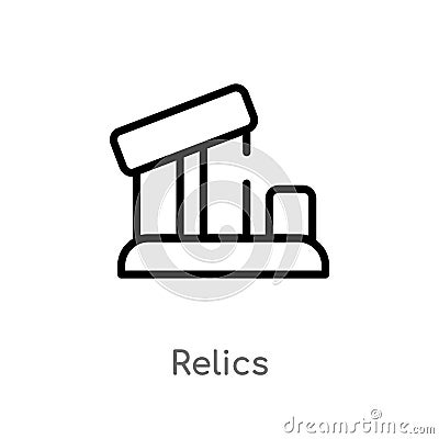 outline relics vector icon. isolated black simple line element illustration from museum concept. editable vector stroke relics Vector Illustration