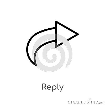 outline reply vector icon. isolated black simple line element illustration from content concept. editable vector stroke reply icon Vector Illustration