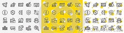 Outline Report, Search flight and Photo location line icons. For web app. Vector Vector Illustration