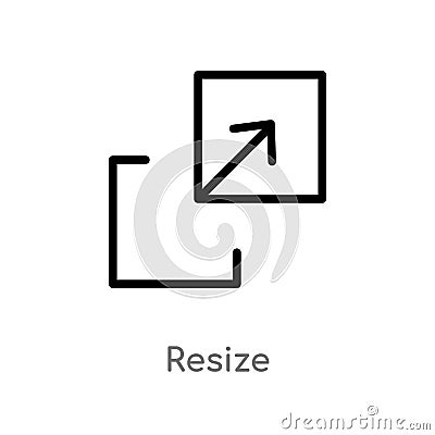 outline resize vector icon. isolated black simple line element illustration from arrows concept. editable vector stroke resize Vector Illustration