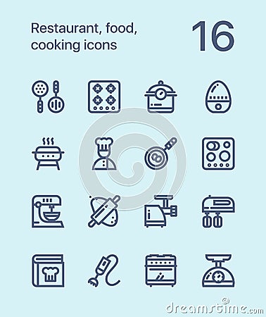 Outline Restaurant, food, cooking icons for web and mobile design pack 3 Vector Illustration