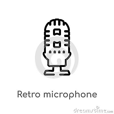 outline retro microphone vector icon. isolated black simple line element illustration from technology concept. editable vector Vector Illustration