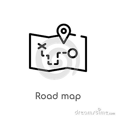 outline road map vector icon. isolated black simple line element illustration from travel concept. editable vector stroke road map Vector Illustration