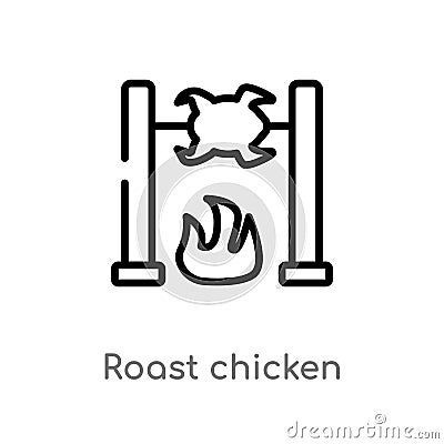 outline roast chicken vector icon. isolated black simple line element illustration from stone age concept. editable vector stroke Vector Illustration