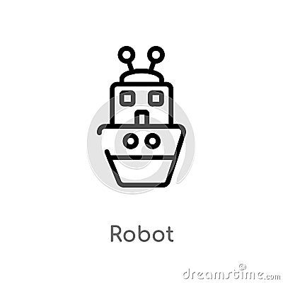 outline robot vector icon. isolated black simple line element illustration from artificial intelligence concept. editable vector Vector Illustration