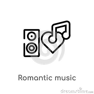 outline romantic music vector icon. isolated black simple line element illustration from discotheque concept. editable vector Vector Illustration