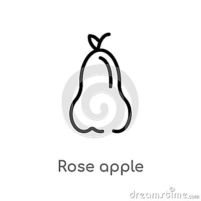 outline rose apple vector icon. isolated black simple line element illustration from fruits concept. editable vector stroke rose Vector Illustration