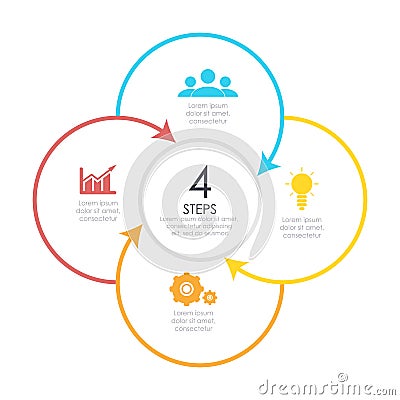 Outline round infographic element. Circle template 4 steps Vector Illustration