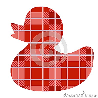 Outline of a rubber duckling painted in a plaid taran Vector Illustration