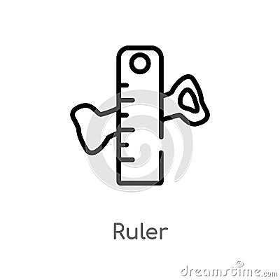 outline ruler vector icon. isolated black simple line element illustration from history concept. editable vector stroke ruler icon Vector Illustration