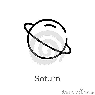 outline saturn vector icon. isolated black simple line element illustration from astronomy concept. editable vector stroke saturn Vector Illustration