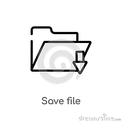 outline save file vector icon. isolated black simple line element illustration from computer concept. editable vector stroke save Vector Illustration