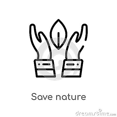 outline save nature vector icon. isolated black simple line element illustration from nature concept. editable vector stroke save Vector Illustration