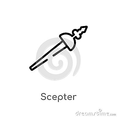 outline scepter vector icon. isolated black simple line element illustration from shapes and symbols concept. editable vector Vector Illustration