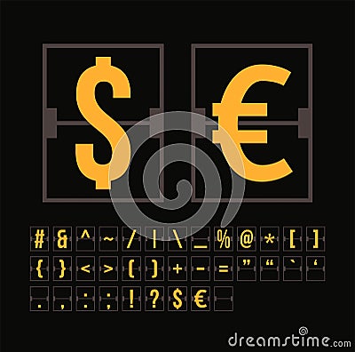 Outline scoreboard symbols flat alphabet Vector Illustration