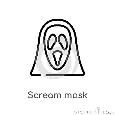 outline scream mask vector icon. isolated black simple line element illustration from logo concept. editable vector stroke scream Vector Illustration