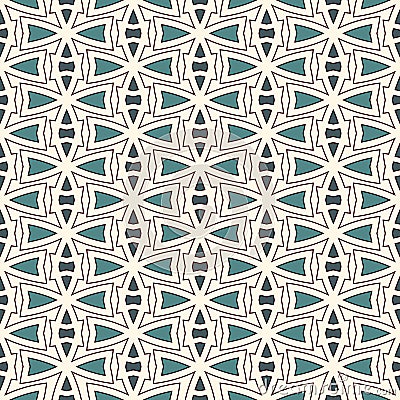 Outline seamless pattern with abstract ornament. Ethnic motif. Repeated geometric figures wallpaper. Modern surface Vector Illustration