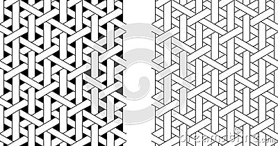 Outline Seamless weave rattan pattern, vector art Vector Illustration