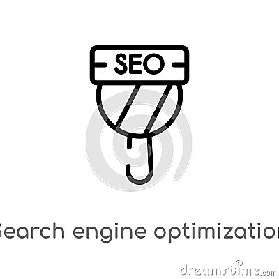 outline search engine optimization vector icon. isolated black simple line element illustration from technology concept. editable Vector Illustration