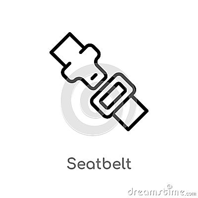 outline seatbelt vector icon. isolated black simple line element illustration from transport concept. editable vector stroke Vector Illustration