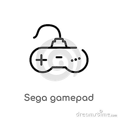 outline sega gamepad vector icon. isolated black simple line element illustration from technology concept. editable vector stroke Vector Illustration