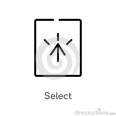 outline select vector icon. isolated black simple line element illustration from cursor concept. editable vector stroke select Vector Illustration