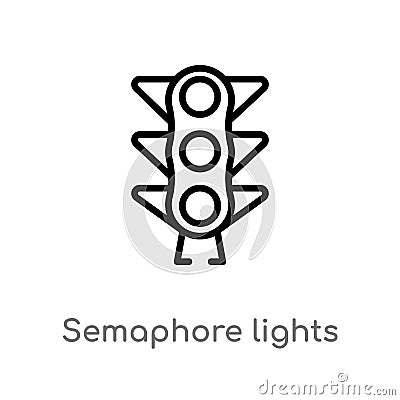 outline semaphore lights vector icon. isolated black simple line element illustration from tools and utensils concept. editable Vector Illustration