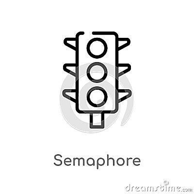 outline semaphore vector icon. isolated black simple line element illustration from transport concept. editable vector stroke Vector Illustration