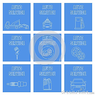 Outline set autoservice icons Vector Illustration