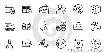 Outline set of Bed bugs, Security and Package line icons for web application. For design. Vector Vector Illustration