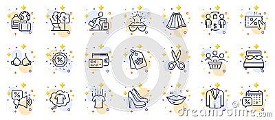 Outline set of Best glasses, T-shirt and Skirt line icons for web app. Pictogram icon. Vector Vector Illustration