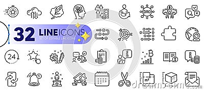 Outline set of Copyright chat, Ranking star and Survey progress line icons. For web app. Vector Vector Illustration