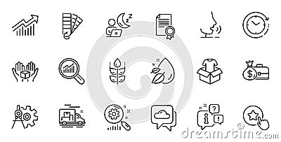 Outline set of Demand curve, Water drop and Shift line icons for web application. For design. Vector Vector Illustration