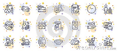 Outline set of Documents, Presentation and Deflation line icons for web app. Pictogram icon. Vector Vector Illustration