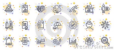 Outline set of 5g phone, Thermometer and Dot plot line icons for web app. Pictogram icon. Vector Vector Illustration