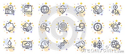 Outline set of Globe, Iceberg and Cloud storage line icons for web app. Pictogram icon. Vector Stock Photo