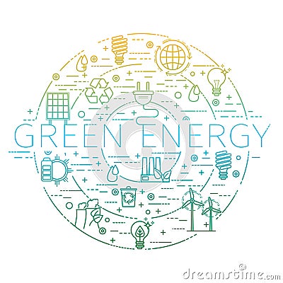 Outline set - green energy, eco, recycle icons Vector Illustration