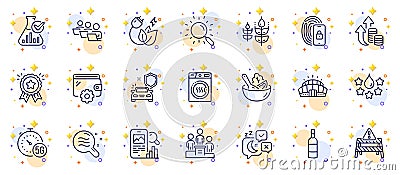 Outline set of Inflation, Teamwork and Quality line icons for web app. Pictogram icon. Vector Vector Illustration