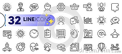 Outline set of Info, Voice wave and Phone timing line icons. For web app. Vector Vector Illustration
