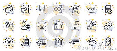 Outline set of Time management, Support and Internet document line icons for web app. Pictogram icon. Vector Stock Photo