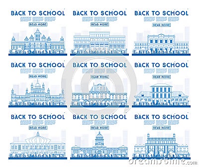 Outline Set of University, High School and College Study Banners Stock Photo