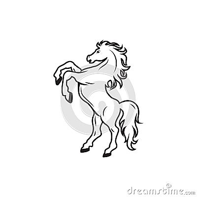 Outline shilhouette standing horse on white background Stock Photo