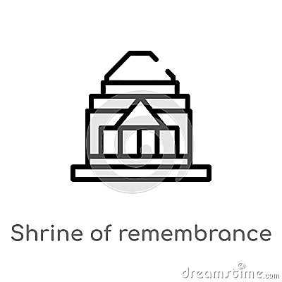 outline shrine of remembrance vector icon. isolated black simple line element illustration from monuments concept. editable vector Vector Illustration