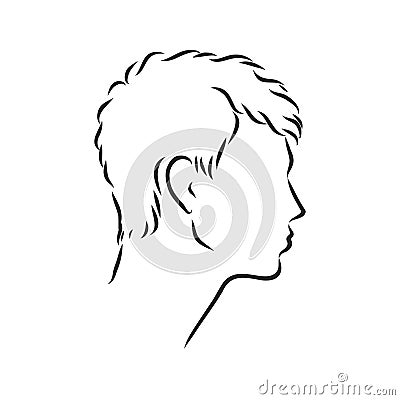 Outline side profile of a human male head. male profile vector sketch illustration Stock Photo
