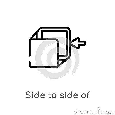 outline side to side of a cube vector icon. isolated black simple line element illustration from geometry concept. editable vector Vector Illustration