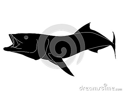 An outline silhouette design Cobia Fish in action Stock Photo