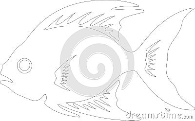 hatchetfish Outline Silhouette Generative Ai Vector Illustration