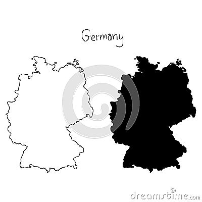 Outline and silhouette map of Germany - vector illustration hand Vector Illustration