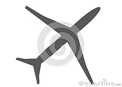 Outline silhouette of a top or bottom view of an airline airbus passenger jet plane white backdrop Cartoon Illustration