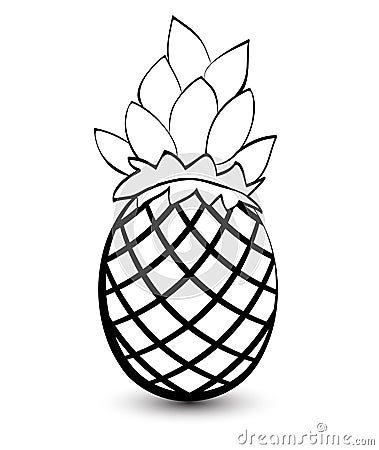 Outline sketch monochrome pineapple. Vector Illustration